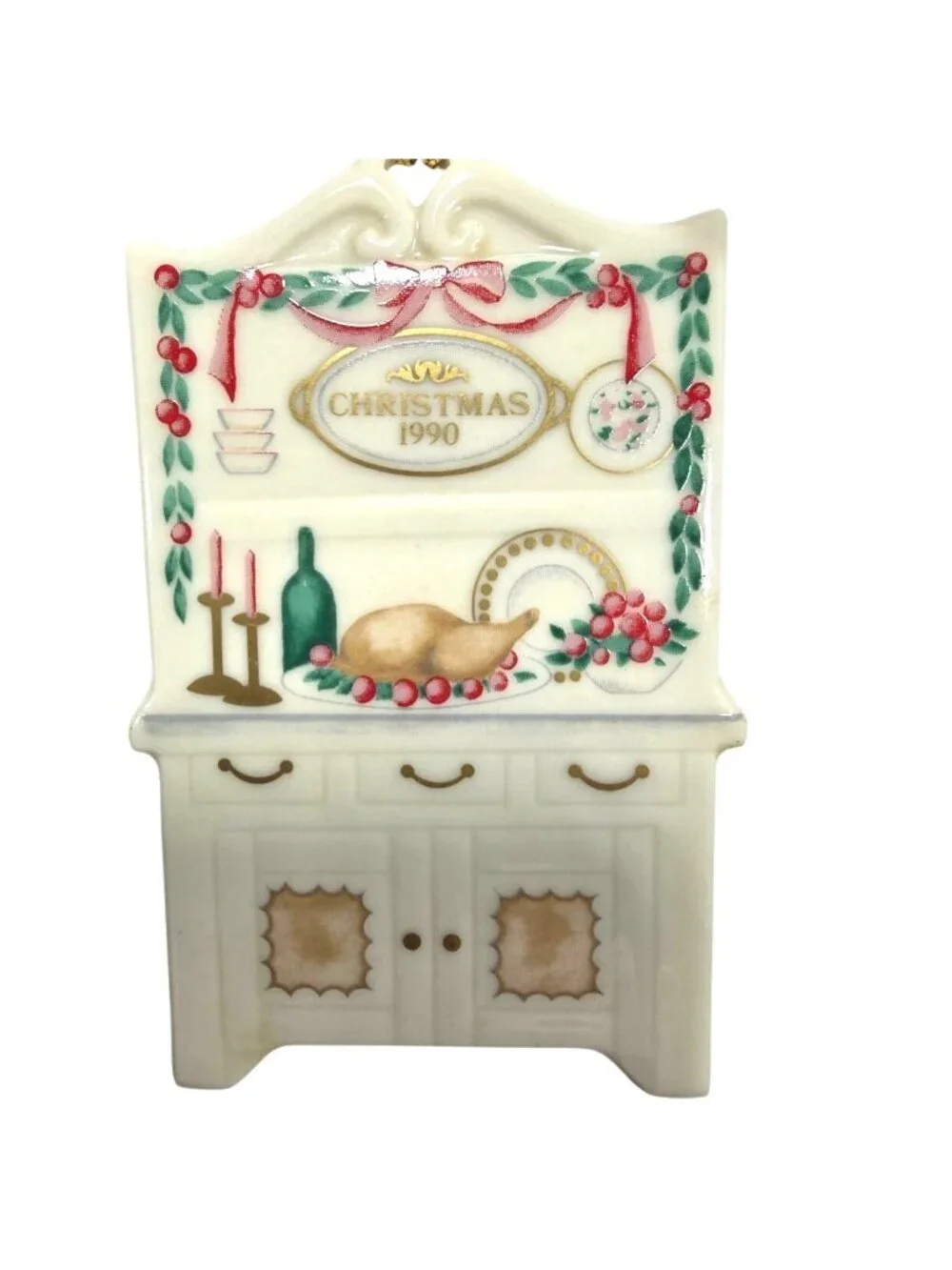 Porcelain Ornament Lenox Christmas 1990 Pantry Country Kitchen Decoration